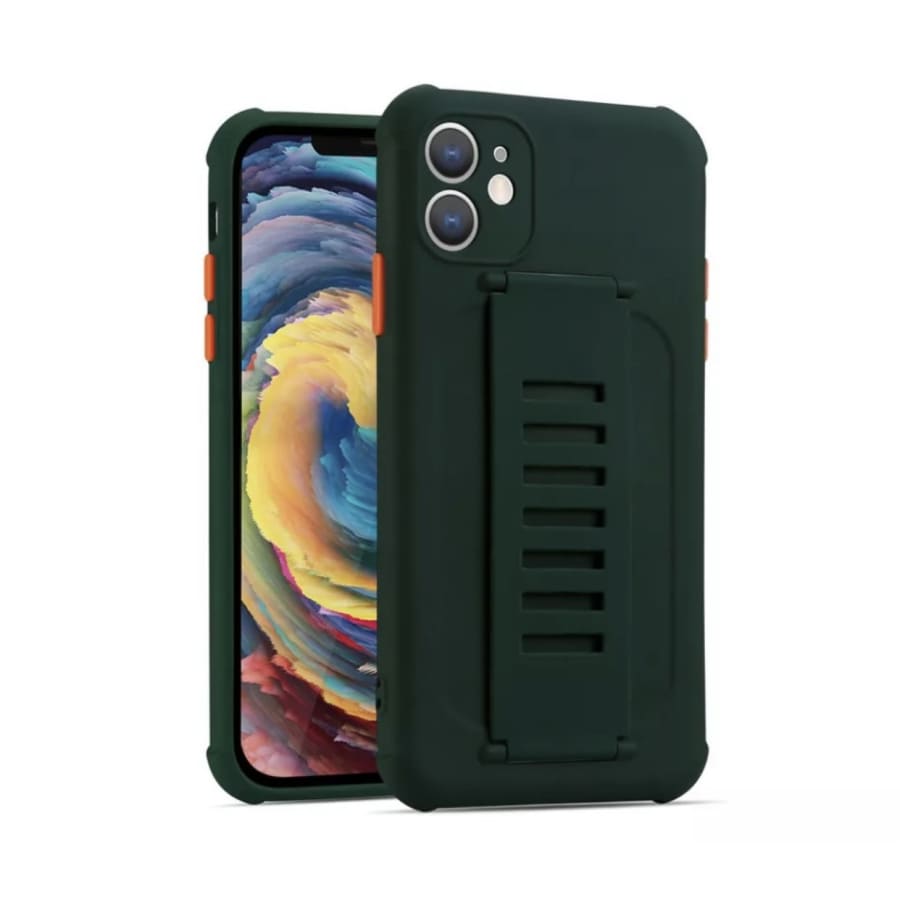 dark green cover with rubber grip