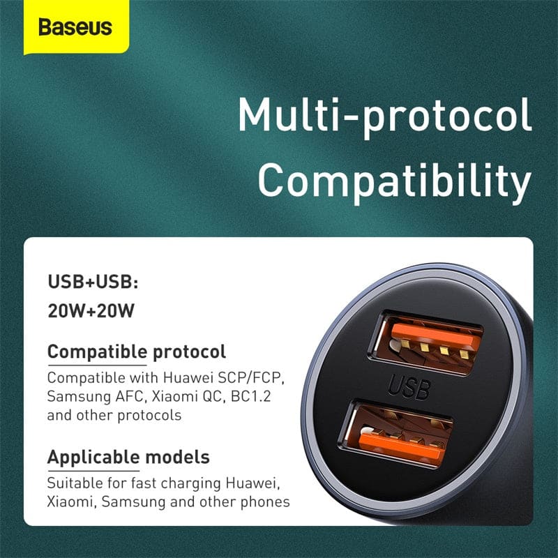Dual Car Charger | BASEUS Golden Contractor Pro | Gadget