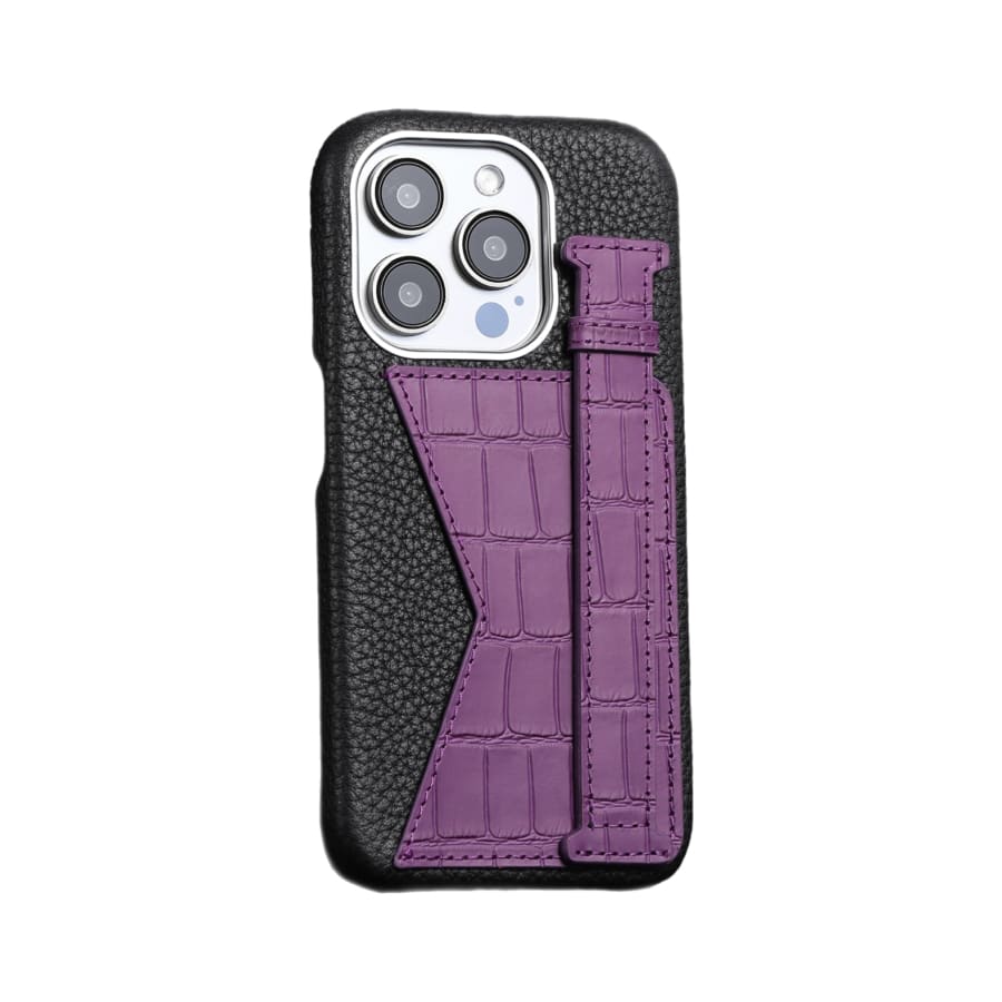 Gadget Store- Black Cover Genuine Togo Leather with Purple