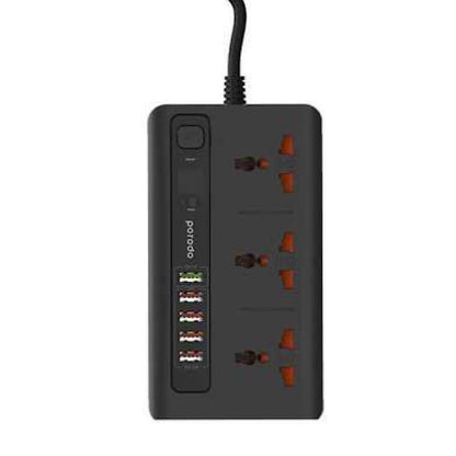 Gadget Store - PORODO Universal 3 Power Socket 5 USB - أسود