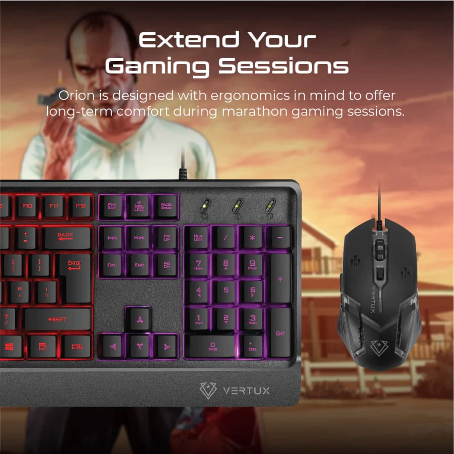 Gadget Store- VERTUX ORION Backlit Ergonomic Wired Gaming
