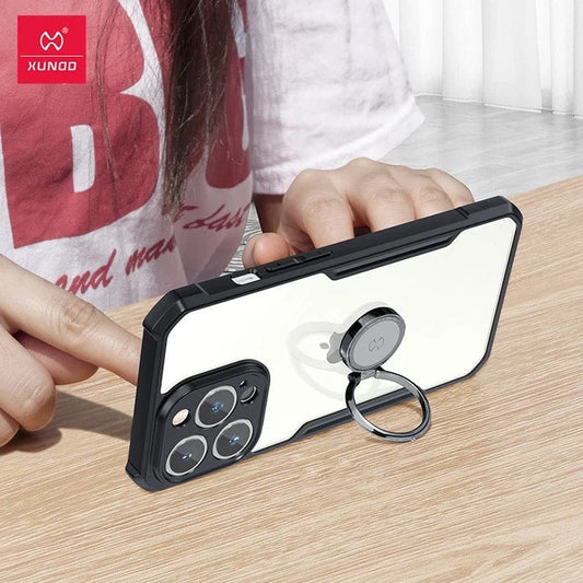 Gadget Store - xundd كفر شفاف مع حلقة مغناطيس للأيفون- أسود