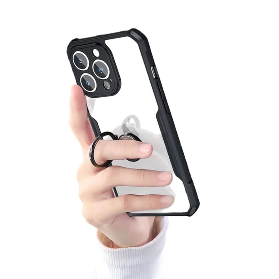 Gadget Store - xundd كفر شفاف مع حلقة مغناطيس للأيفون- أسود